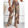 Women's Pant Summer Fashion Trousers Versatile Printed Elastic Waist Wide Leg Pants
