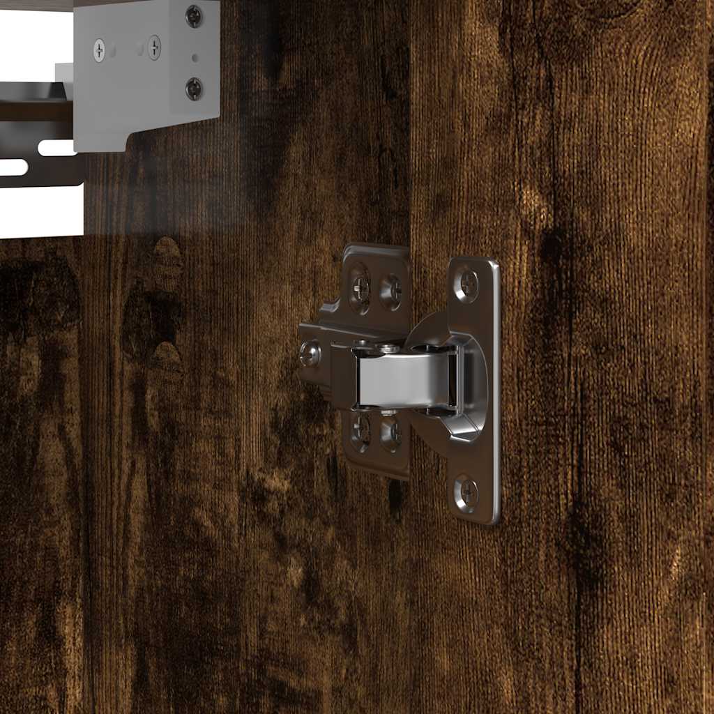 Bathroom Wall Cabinet with Mirror Smoked Oak Finish 60 X 21 X 60 Cm