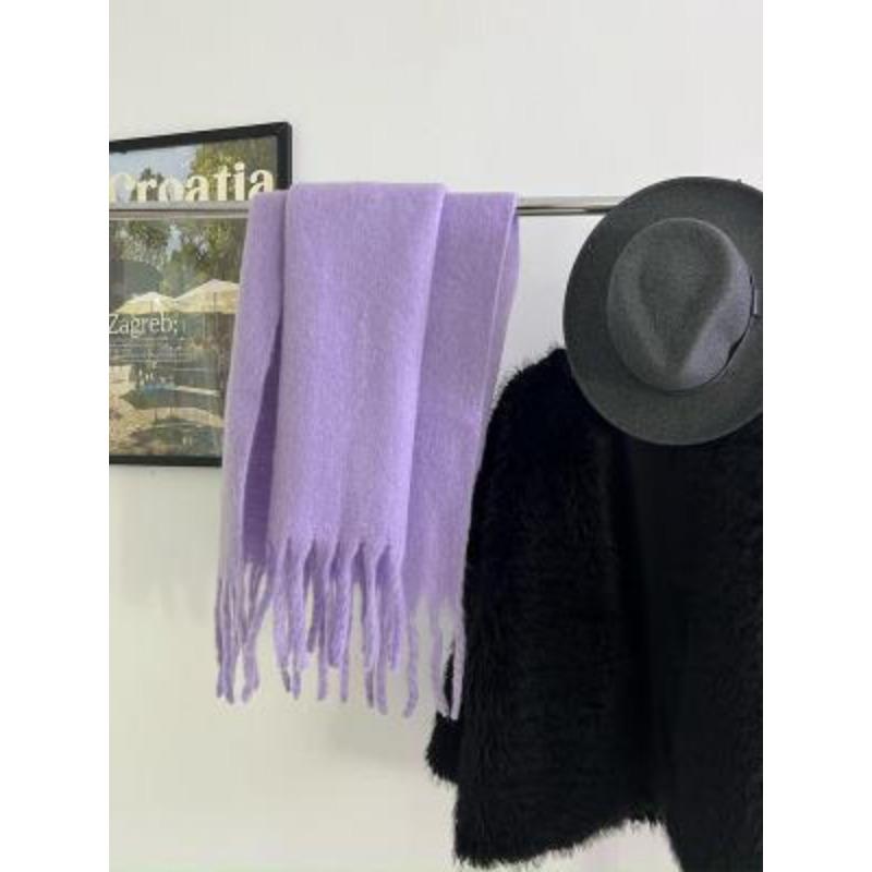 Limited-time snap-up price! Mohair fleece scarf women's 14 classic colors, warm in autumn and winter, soft and thickened scarf, solid color