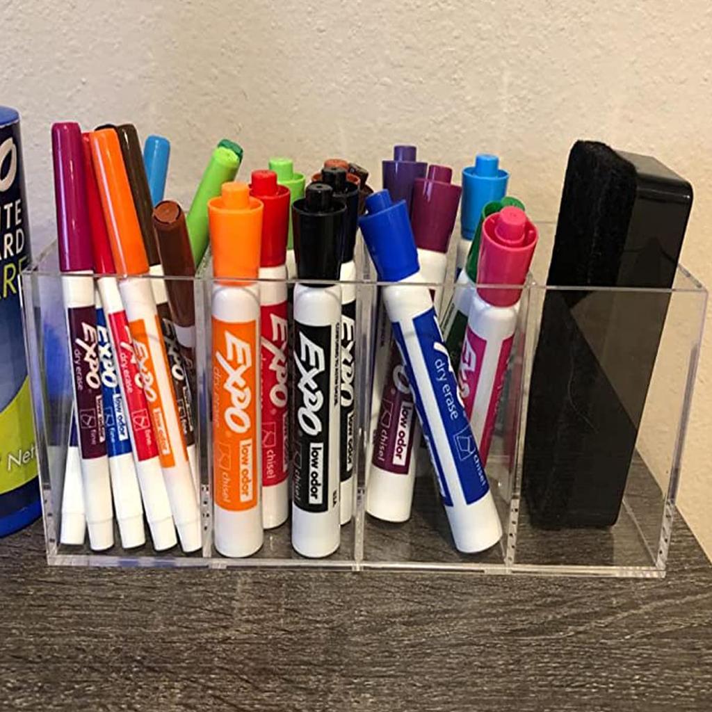 NIUBEE Large Capacity Pen 4 Clear Pen Cosmetic Storage Desktop Storage for Makeup and Clear Holder, Compartments, Acrylic, Stand, Box, Stationery,