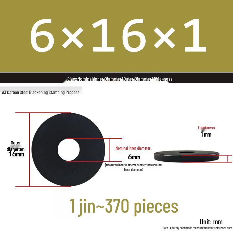 Black Oversized Thickened Round Metal Flat Washer Spacer for Home Use