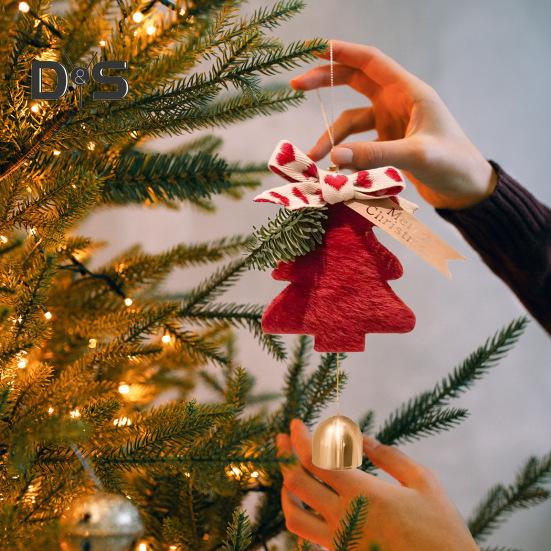 Christmas Bell Decoration Xmas Tree Bow Bell Pine Hanging Ornaments Jingle Bell Pendant for Christmas Tree Wreath Window Car Decor