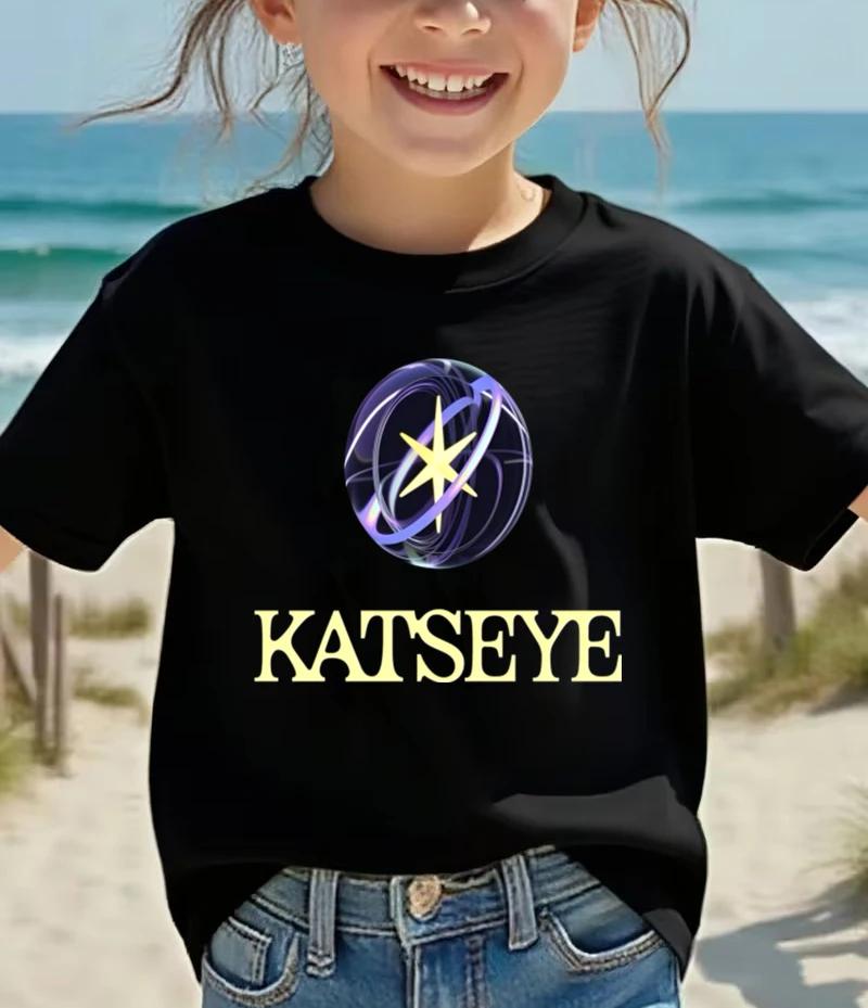 Pop Star Katseye Graphic TShirt for Kids Casual Summer Short Tee BoyGirl Kats Eye Pattern Fashion Top