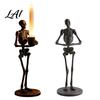 Kerzenhalter für Halloween-Party Skeletthalter Gothic Harz Handornament Und Stehende Kerzenhalter für Tisch Kamin Dekoration Tischplatte
