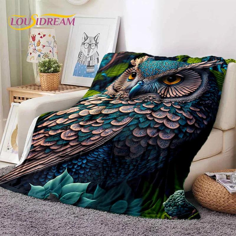 Cute Owl Eagle Birds Cartoon 3D Soft Flannel Blanket for Beds Bedroom Sofa Picnic,Throw Blanket for Cover Outdoors Leisure Gift
