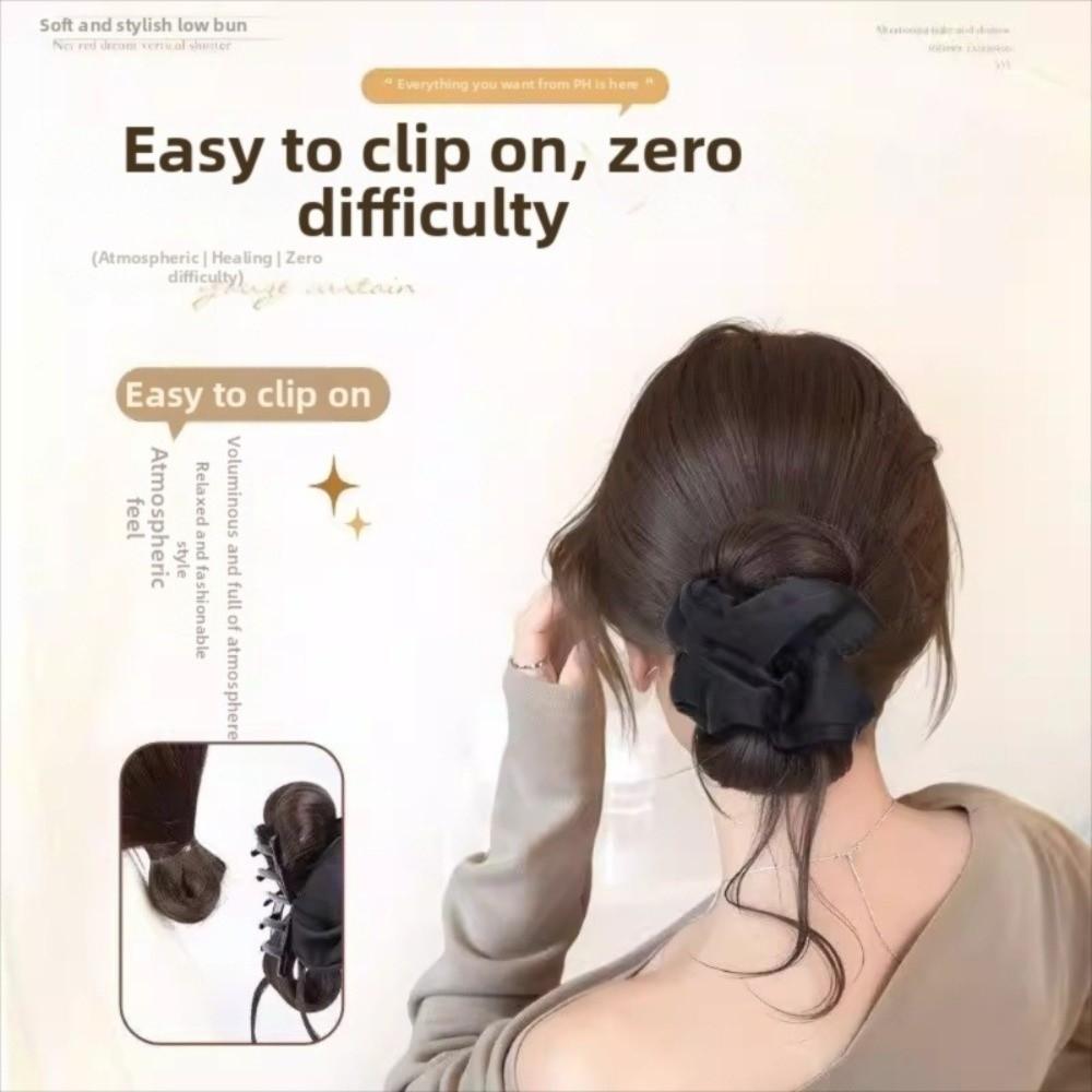 Elegant Synthetic Hair Bun Headband Scrunchie Flower Bun Head Wig  Daily Use