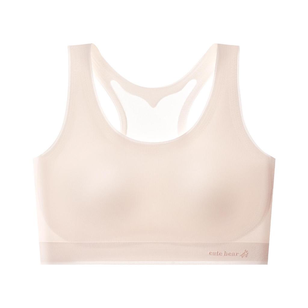 Breathable Seamless Training Vest Bra for Girls, Fixed Cups, Ice Silk, Thin Student Style
