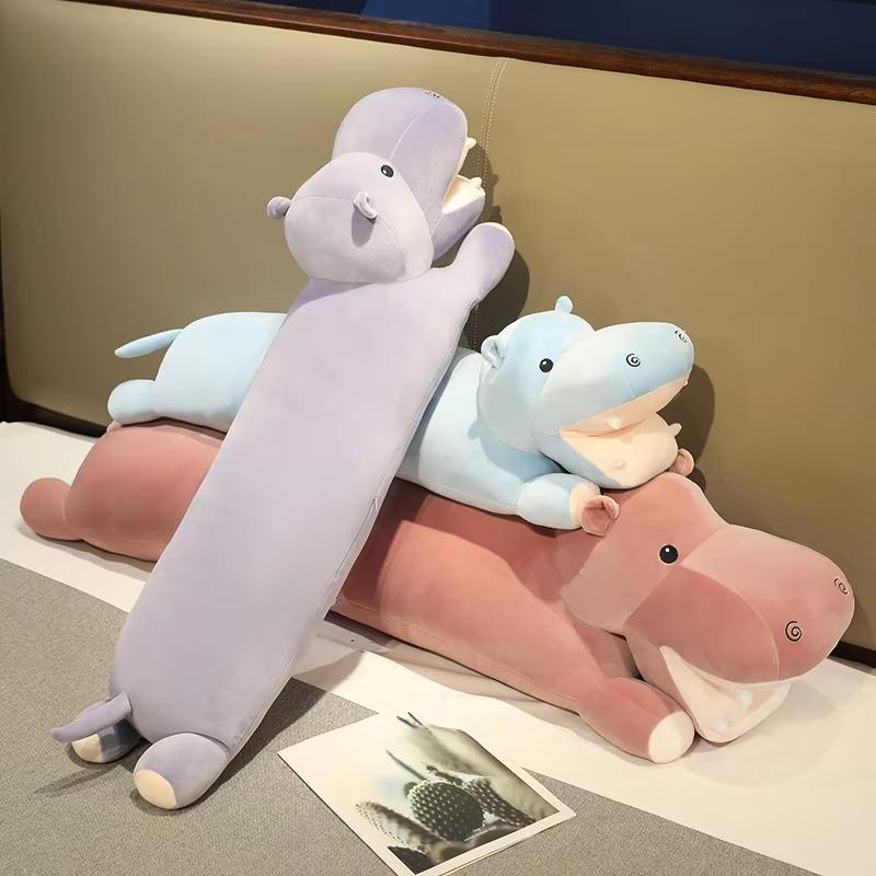 88/120cm Cute 3 Colour Long Pillow Hippopotamus Plush Toy Soft Stuffed Animal Toys Giant Cushion Birthday Gift Room Decoration