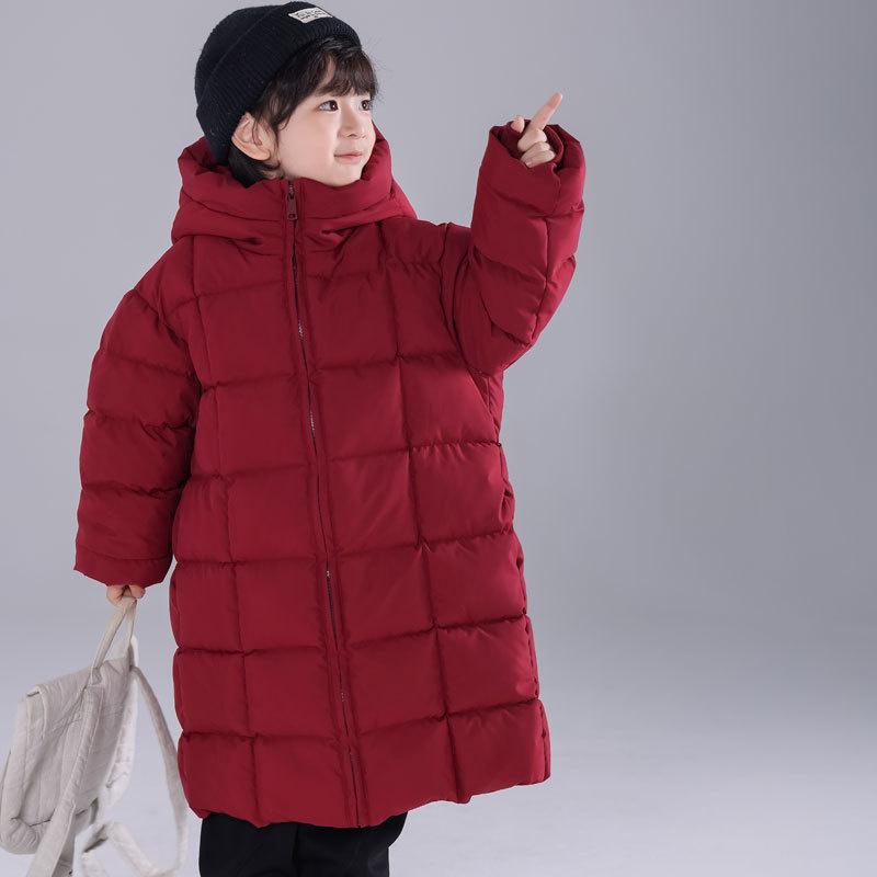 Children's Down Coats New Boys Girls Thickened Hooded Jackets Winter Kids Warm Long Outerwear Teenager Autumn Clothing 4-10Y
