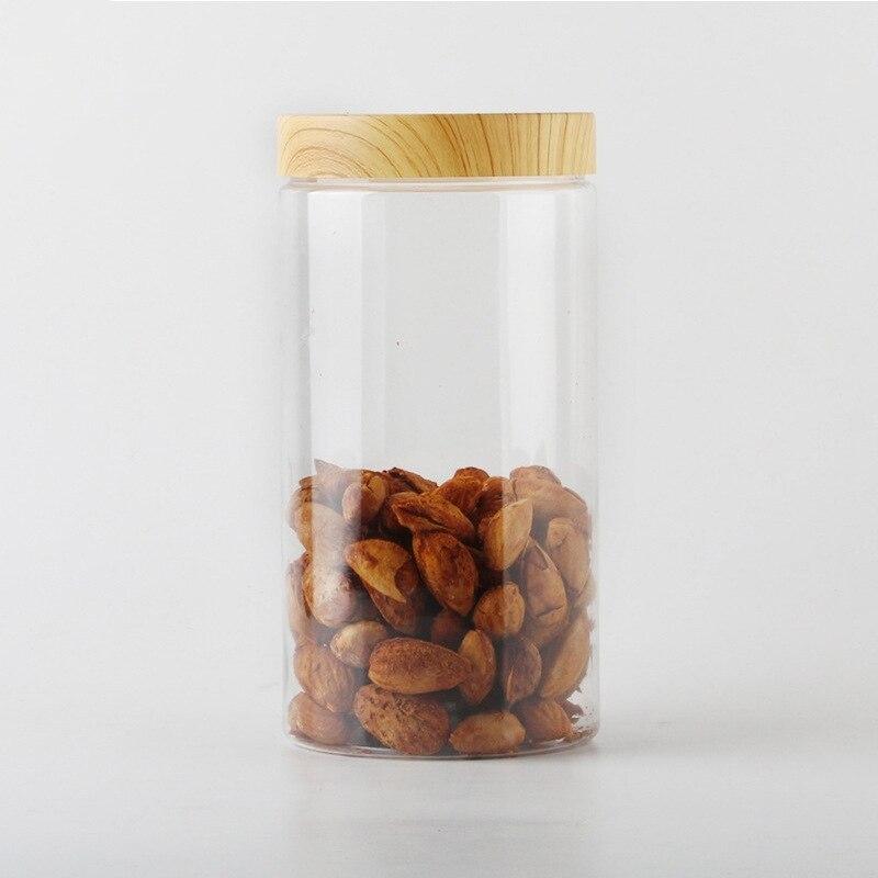 

Imitation Wood Grain Sealed Jar Transparent Plastic Food Jar Dried Fruit PET Flower Tea Biscuit Box Food Packaging Bottles