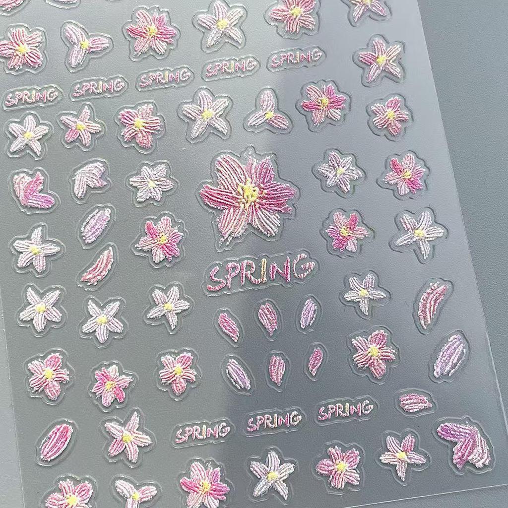 Frühlingsfrische 3D-geprägte Nailart-Sticker - Wasserdicht