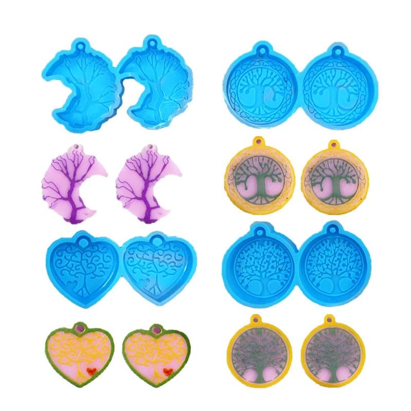 1/4Pieces Earring Resin Molds Life Tree Earring Mold for Jewelry Making Silicone Molds for Resin DIY Fashion Earring
