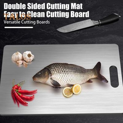 Planche à découper double face pour la cuisine, décongélation rapide, résistante aux fissures, planche à découper en acier inoxydable pour viandes, fruits et légumes