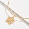 Elegant Gold Flower Pendant Choker Necklace with Versatile Plain Ring