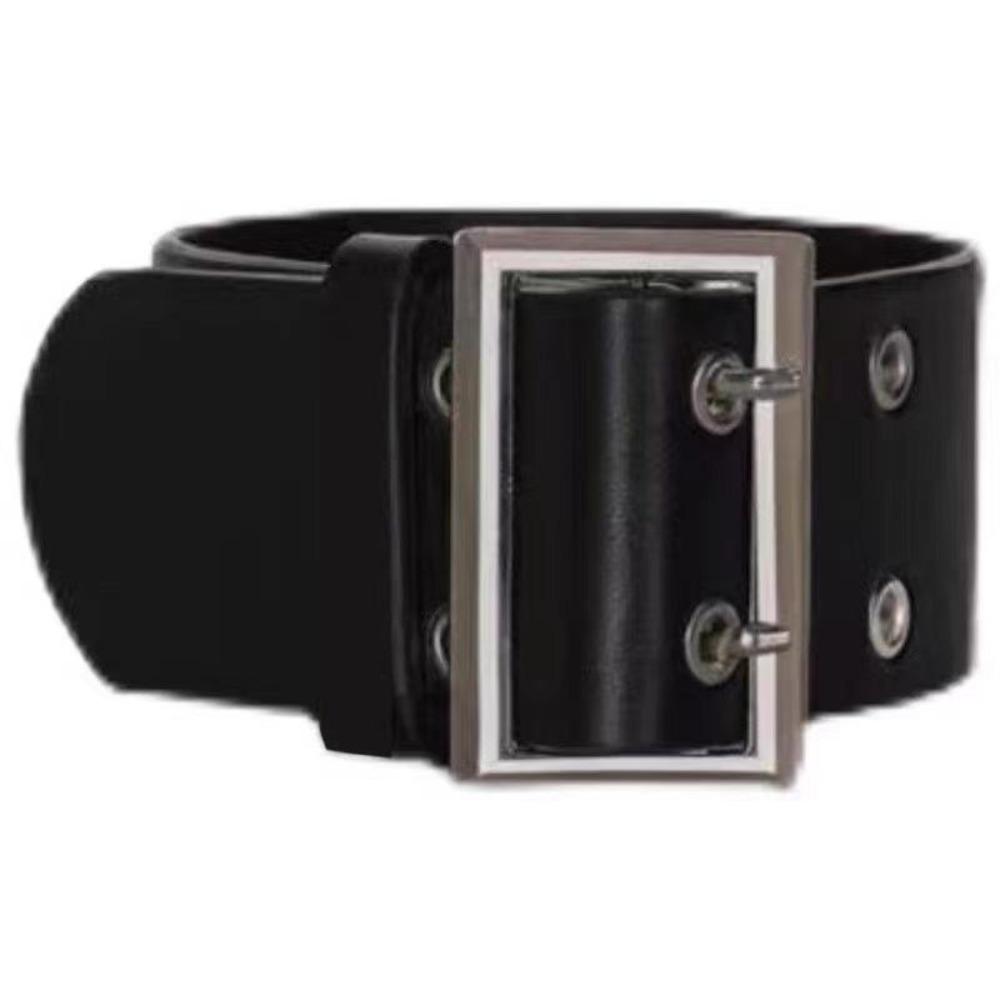 Retro Punk Sliver Color Belt Fastener Black Leather Armband Bracelets for Women Men Arm Belt Fashion Personality Jewelry Gifts