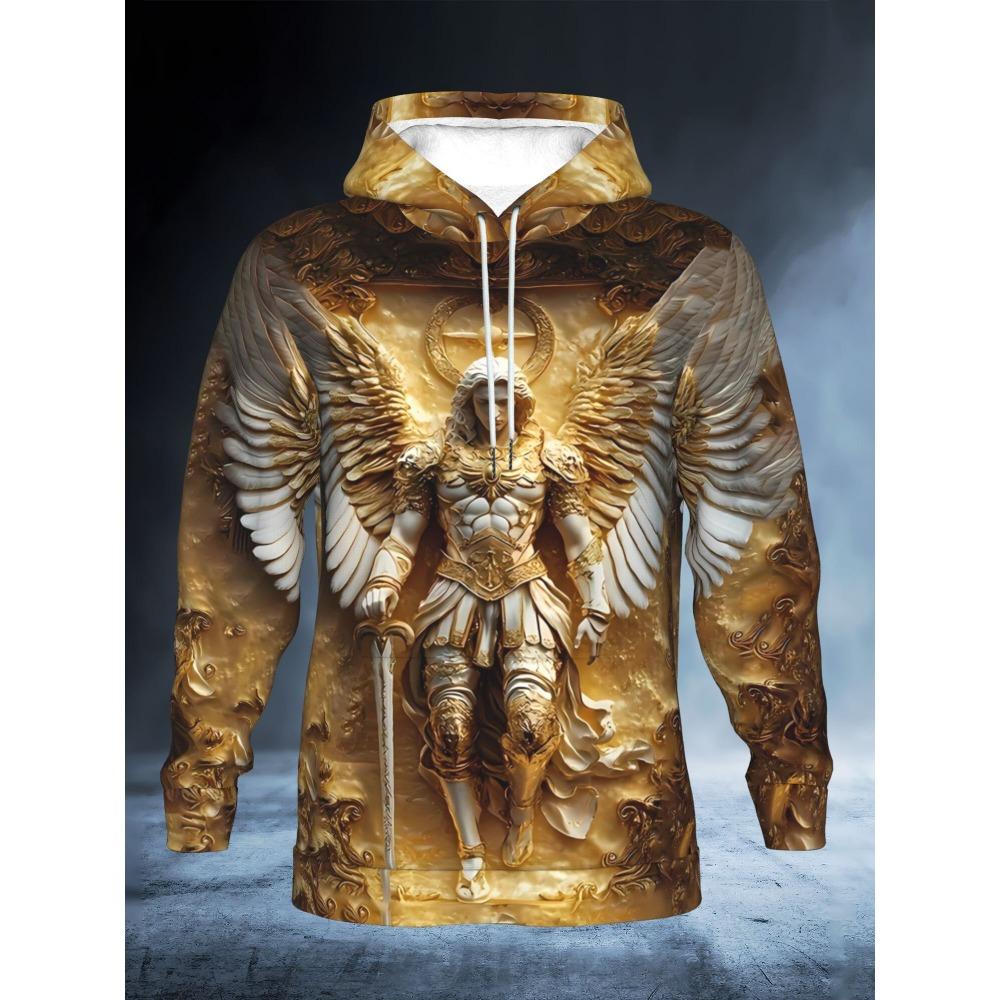 Men s 3D Angel Pattern Hooded Sweatshirt M