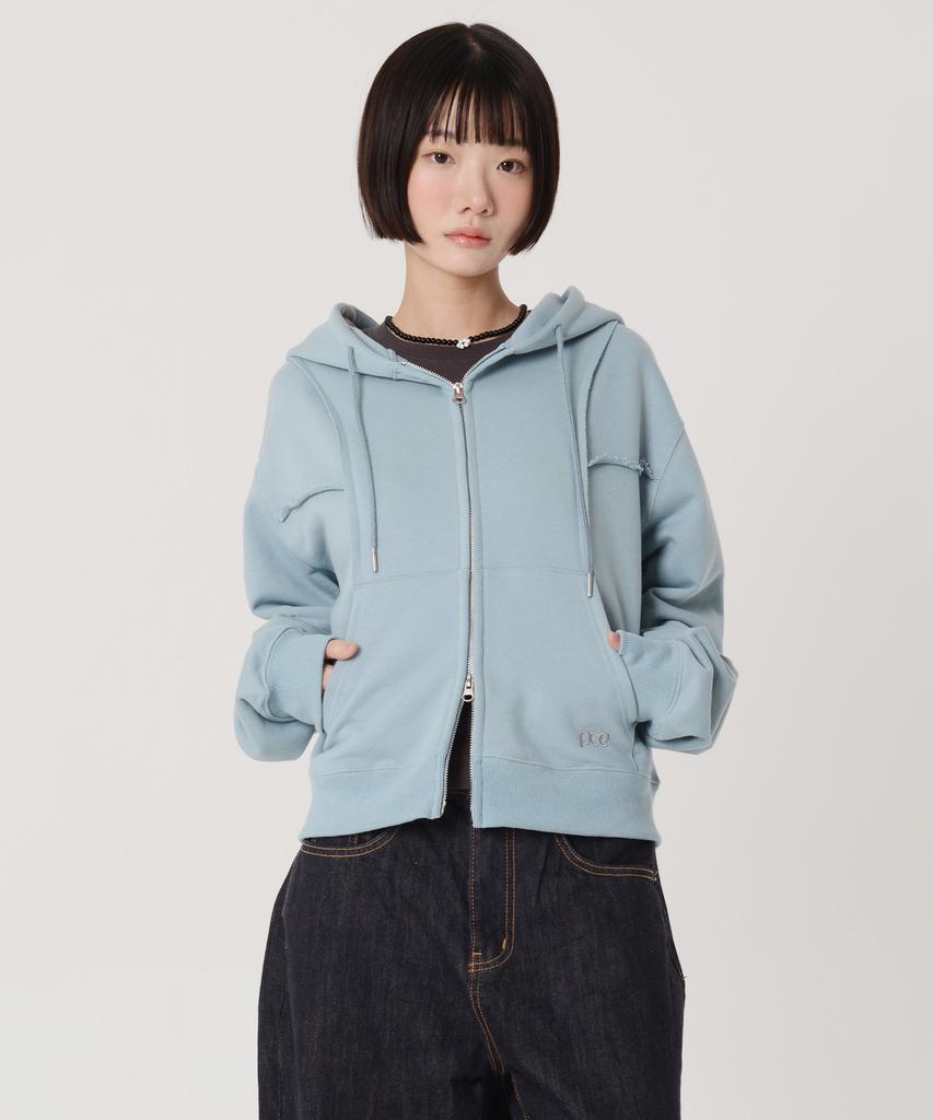 Peace Maker Low Cut Heavy Sweat Zip-Up Hoodie (Sky Blue)