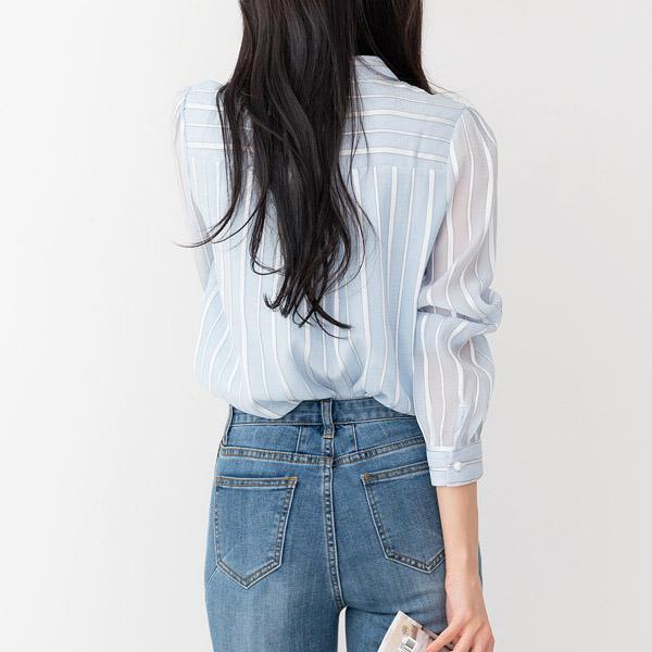 Bluser for kvinner gjennomsiktig look med lange ermer uformelle kvinner skjorte bluse date antrekk for damer Korea mote