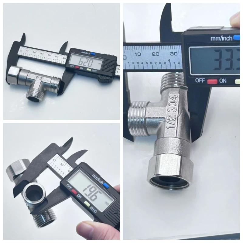 Toiletten Umleitventil Kupfer T-Adapter G1/2" T-Ventil für Bad Bidet Sprayer Duschanschluss 4 Punkte Dreiwege Wasserrohr