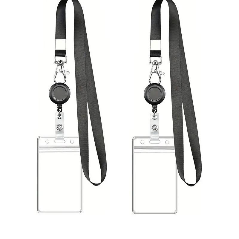1/2 Pcs Card Holder With Hanging Rope Waterproof PVC Scalable Chest Buckle For Work ID And Name Tags Card Storage Supplies