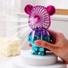 Graffiti Bear Electric Fan USB Rechargeable Desktop Fan Electroplating Gradient 3-speed for Camping Outdoor Travel