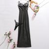 Combinaison Robe Sexy Bodycon pour Femme Maille Transparente Coupe Ajustée Ensemble Deux Pièces Couleur Unie Respirant Tenue Sculptante