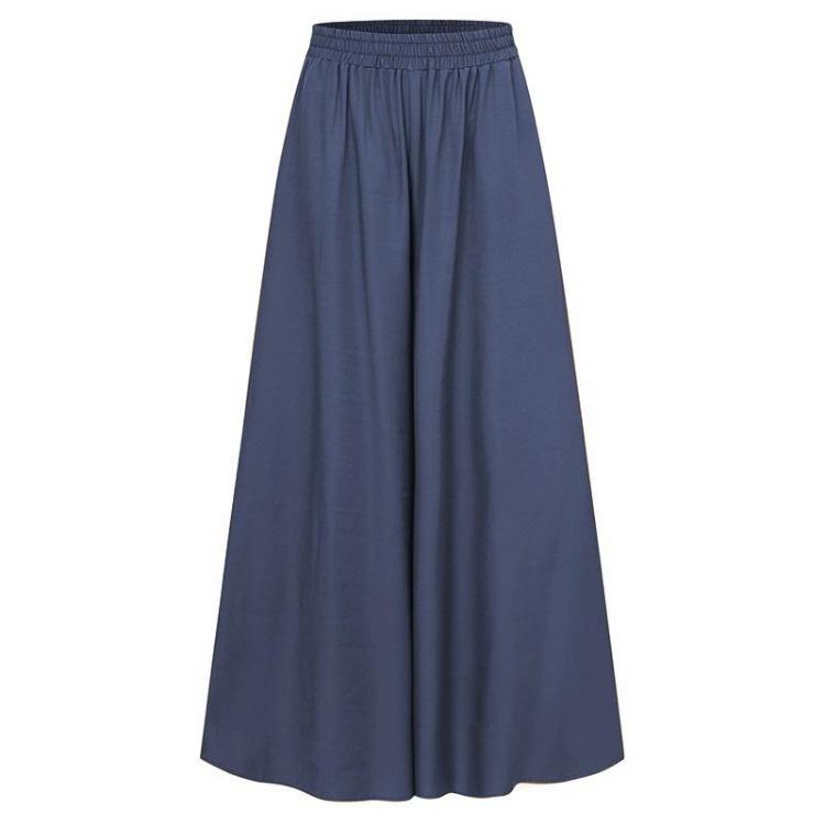 Ladies Fashion Wide Leg Pants Plus Size Women Solid Color Full Length Trousers Spring Autumn Band