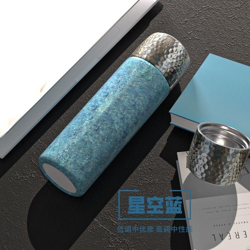 500ml Titanium Covered Insulated Cup Business Gift Stewed Tea Mugs Portable Coffee Cup Cold Insulation Bottle Hand Pressing Type
