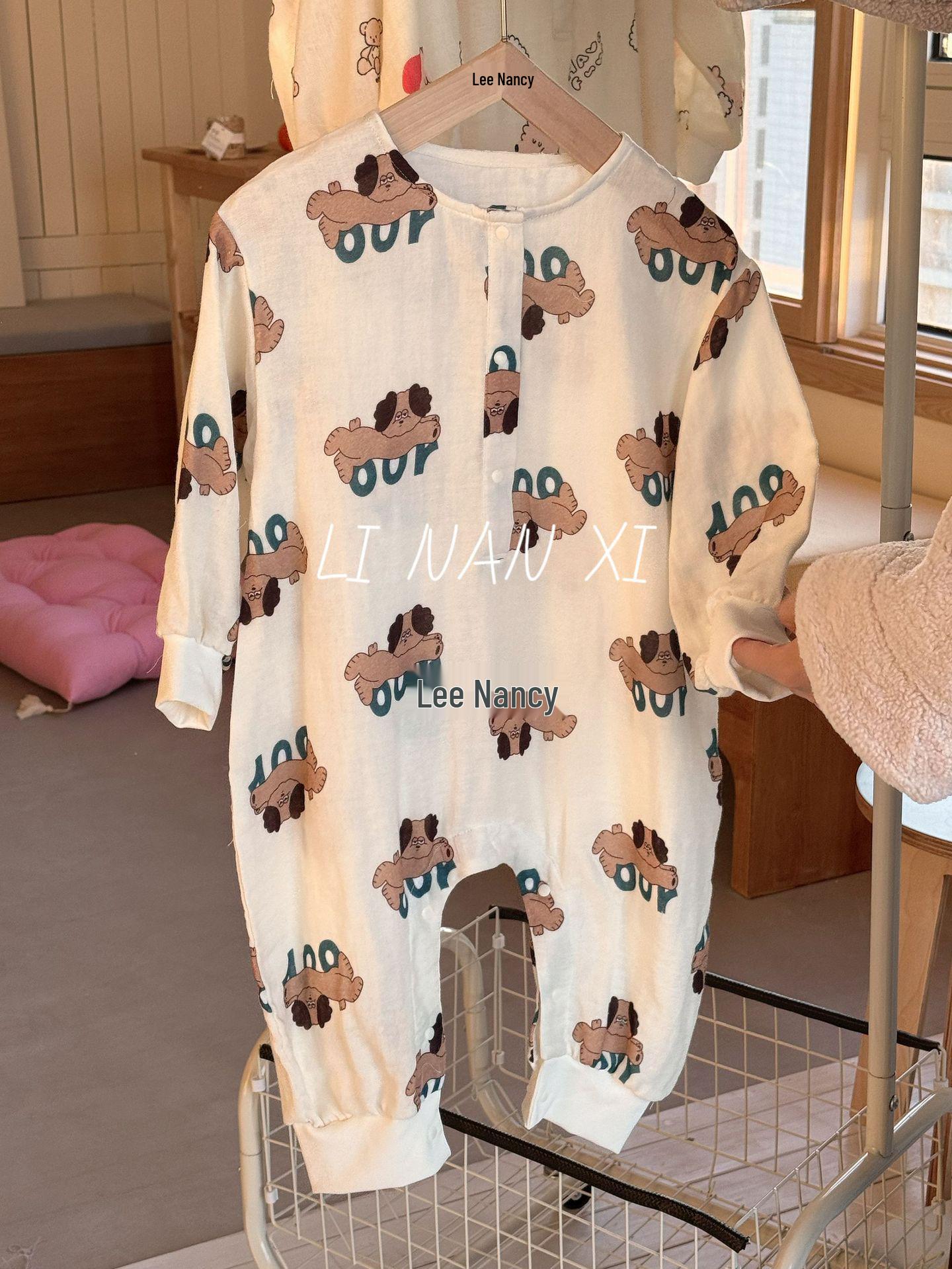 

Весна 2025 Мультяшный принт Детский ромпер - Цельный домашний костюм из чистого хлопка 110 cm