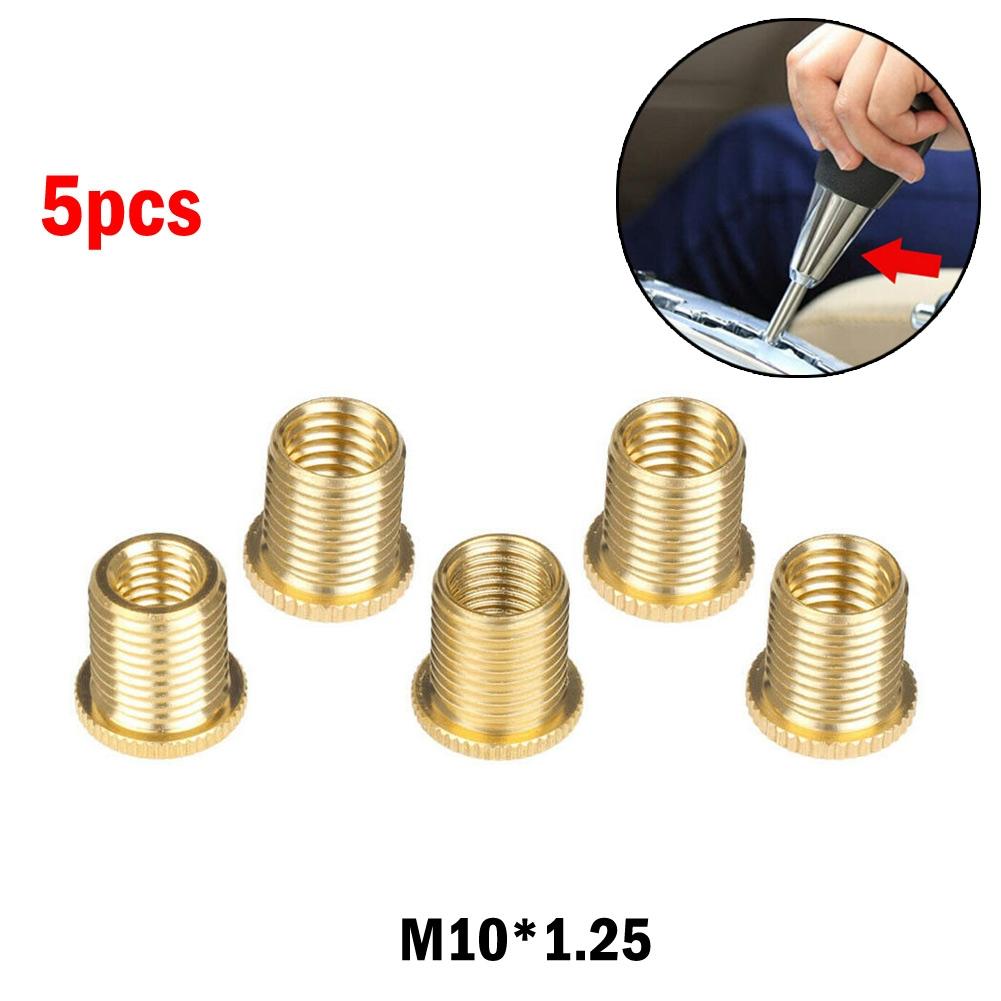 Gold 5Pc Gear Shift Knob Thread Adapter Nut Insert Kit M10x1 25 M10x1 5 M8x1 25