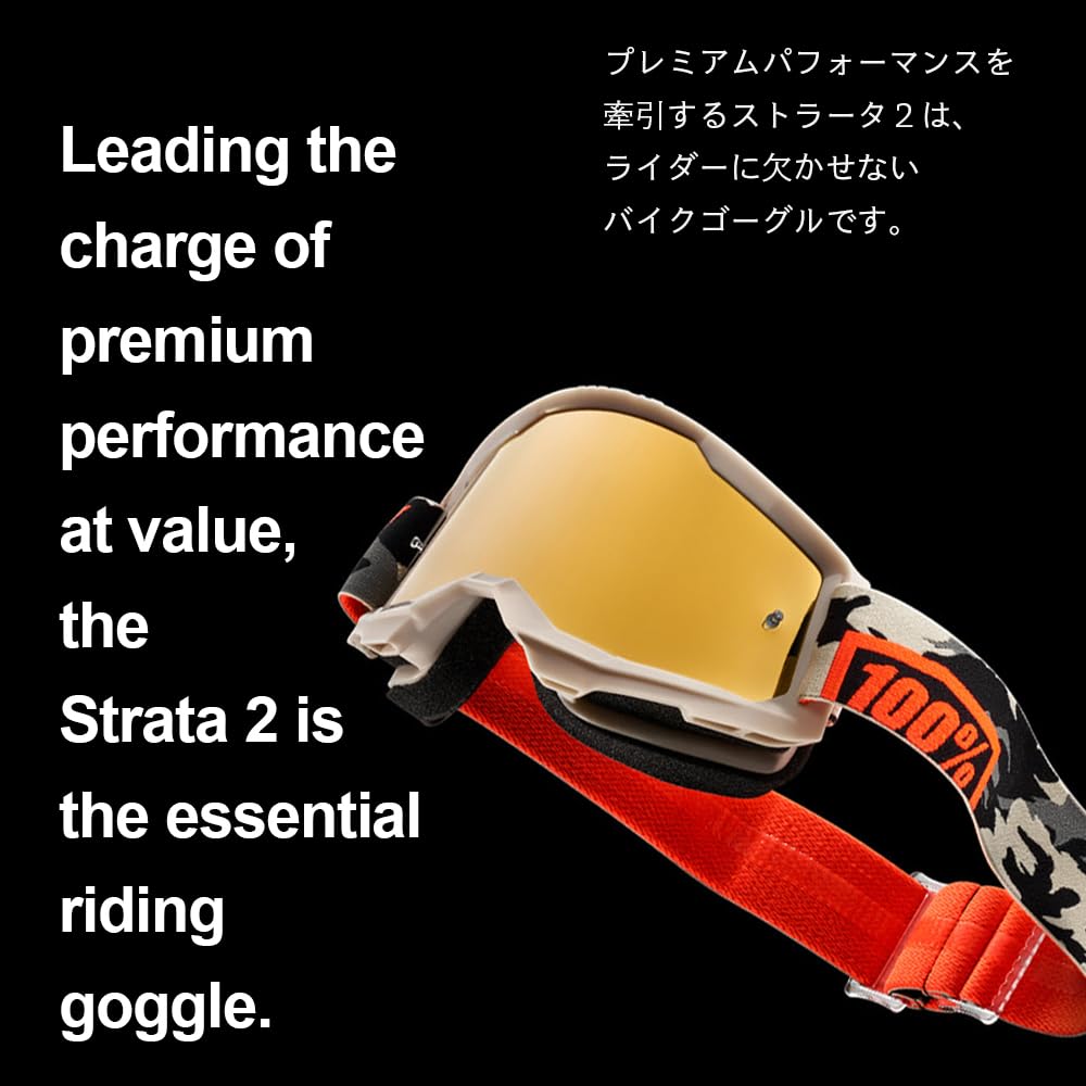 [GRANTZ ONE] STRATA2 100% Clear Lens Motorcycle Motocross Goggles with Nitrile Gloves (Black)