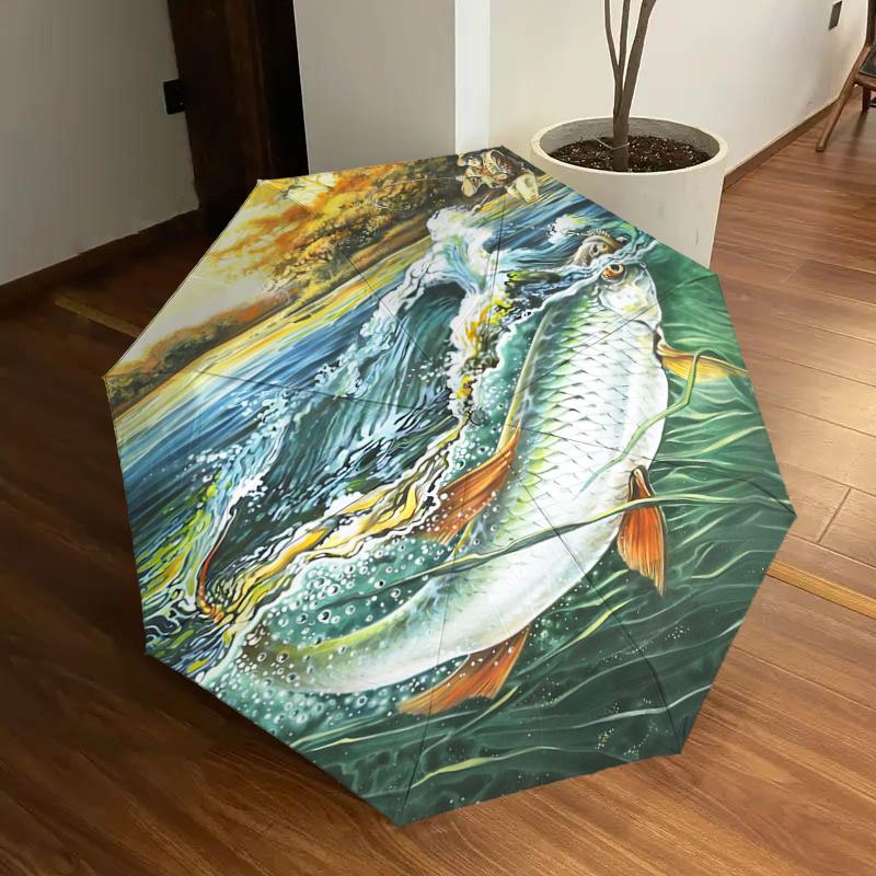 

Fly Fishing Adventure: Automatic Opening Folding Umbrella with 8-Bone Iron Frame - Perfect for Fans, Travelers, Daily Use, and Festive Gifts