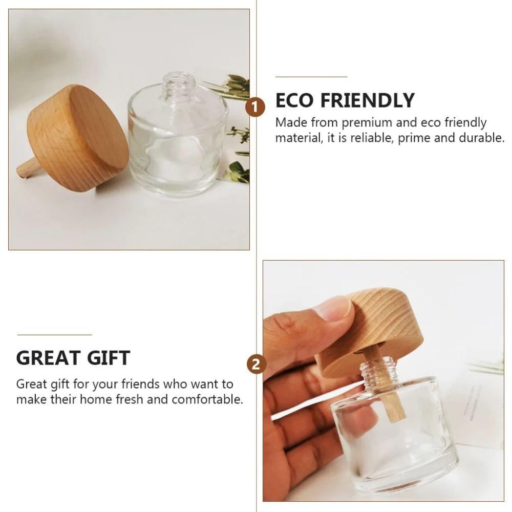 Refillable Diffuser Bottles with Wooden Cap Glass Fragrance Diffuser Bottle  Bathroom