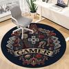 1pc Gamer Crest Office Round Area Rug, Indoor Mat Suitable For Office, Under Office Chairs Bedroom Living Room Home Decor, Room Deco