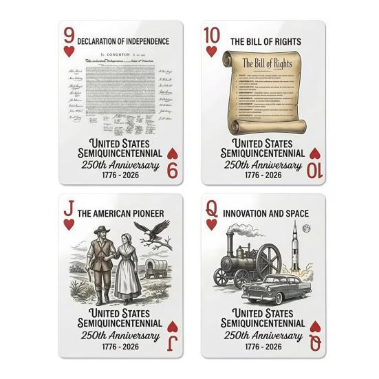 USA 250th Anniversary Commemorative Playing Cards 1776 2026 Patriotic Collectible Poker Cards for Veteran's Day Memorial Day 4th of July Collectors