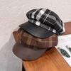 Grid Retro Wool Blended Cap Women Sunshade Cozy Wear Girl Travel Hat Supplies