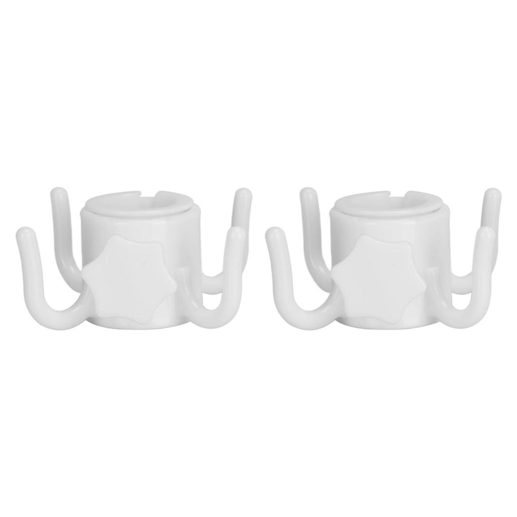 2Pcs Plastic Beach Umbrella Hanging Hook Umbrella Hanger 4 Prong Towel Hat Sunglasses Holder White
