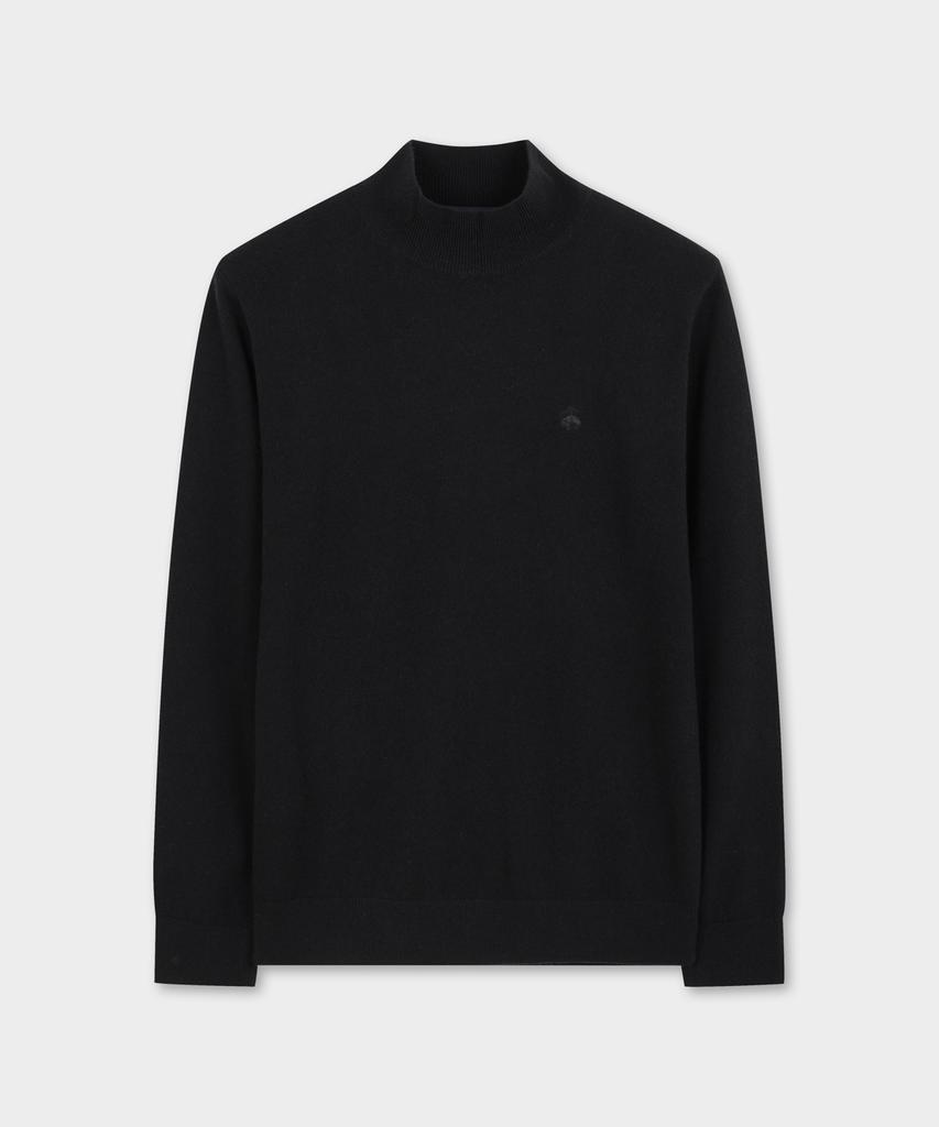 BROOKS BROTHERS Wool Cashmere Solid Half-Neck Sweater (Black) (Bbwumbg406)