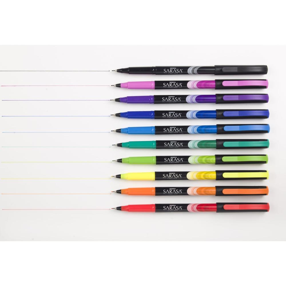 Assorted Colors 10-Cnt Fine Point Pens 0.8mm Needle Tip Smooth Quick-Drying Ink Water Resistant Eco-Friendly Writing Drawing