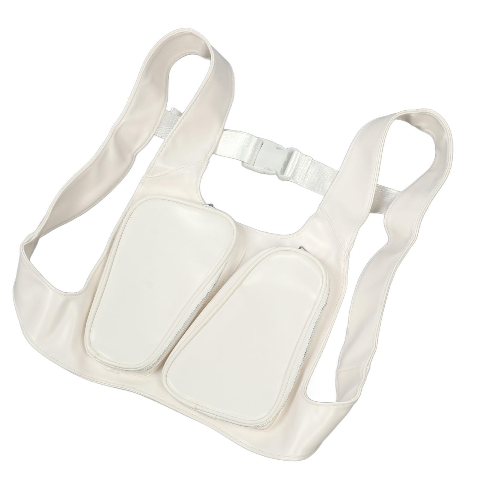 

Chest Rig Bag PU Leather Multifunctional Vest Front Pack Pouch with Quick Release Plastic Buckle for Outdoor Sports Hiphop Hiking Riding