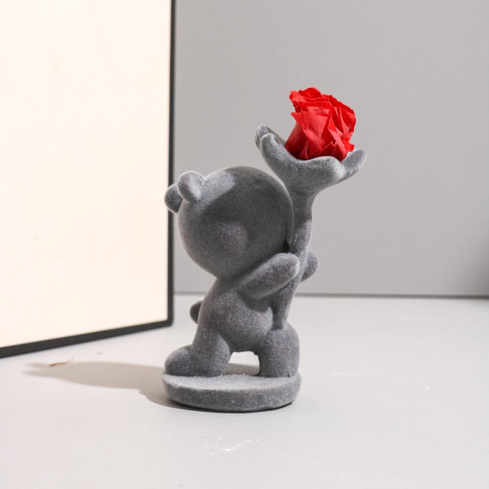 Kneeling Position Flocking Animal Bear Figurine  Birthday Proposal Confession