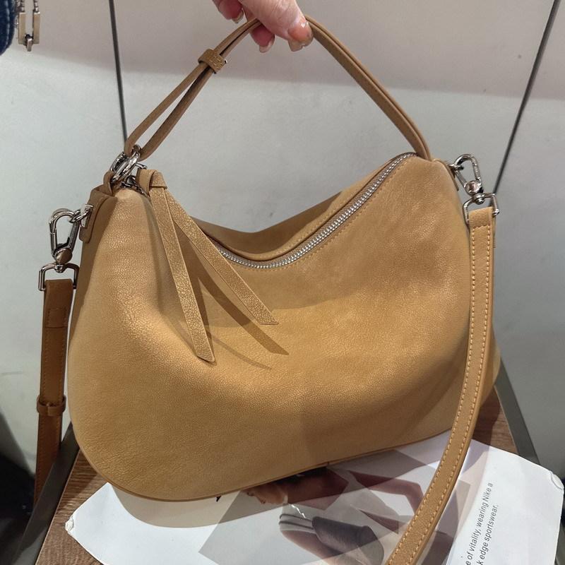 New cowhide leather bag, dumpling bag, tote bag, shoulder crossbody handbag, underarm bag, women's large capacity