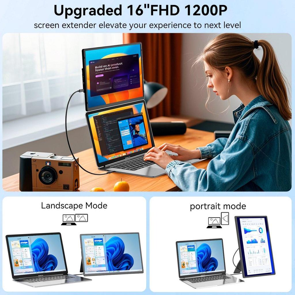 Siaviala N2 16" Portable Monitor | 1920x1200 IPS | 360° Rotatable & Magnetic | Ultrahin 0.76kg