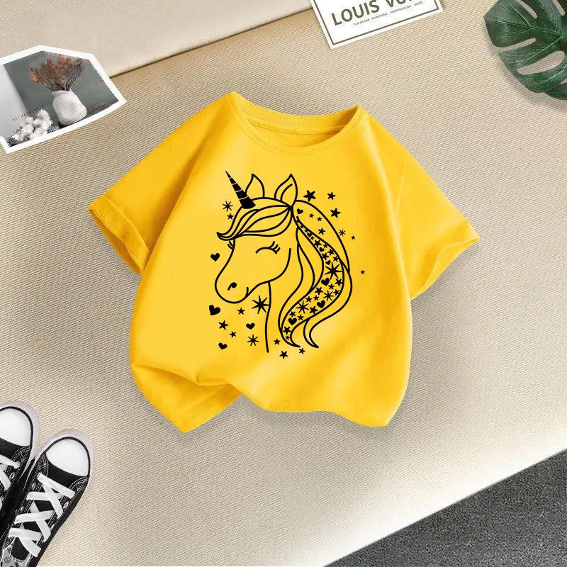 Chlapecké tričko 2-13L Dětské tričko s potiskem jednorožce Dívčí tričko Dětské 100% bavlna Oblečení Tričko Topy Tričko