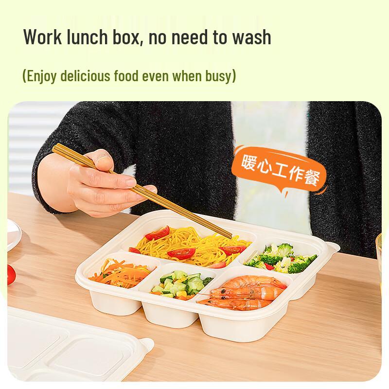 Temeiju Eco-Friendly 5-Compartment Disposable Meal Boxes