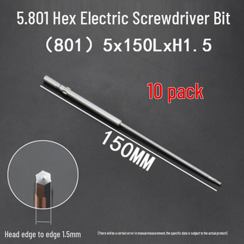 Extended Hexagonal S2 Steel Electric Screwdriver Bit with 5mm/6mm Shank
