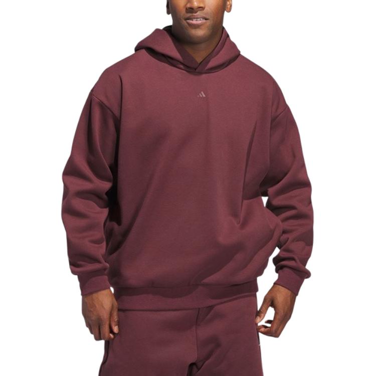 adidas Felpa con cappuccio casual alla moda da basket, morbida, a maniche lunghe, unisex, rosso scuro JD6145