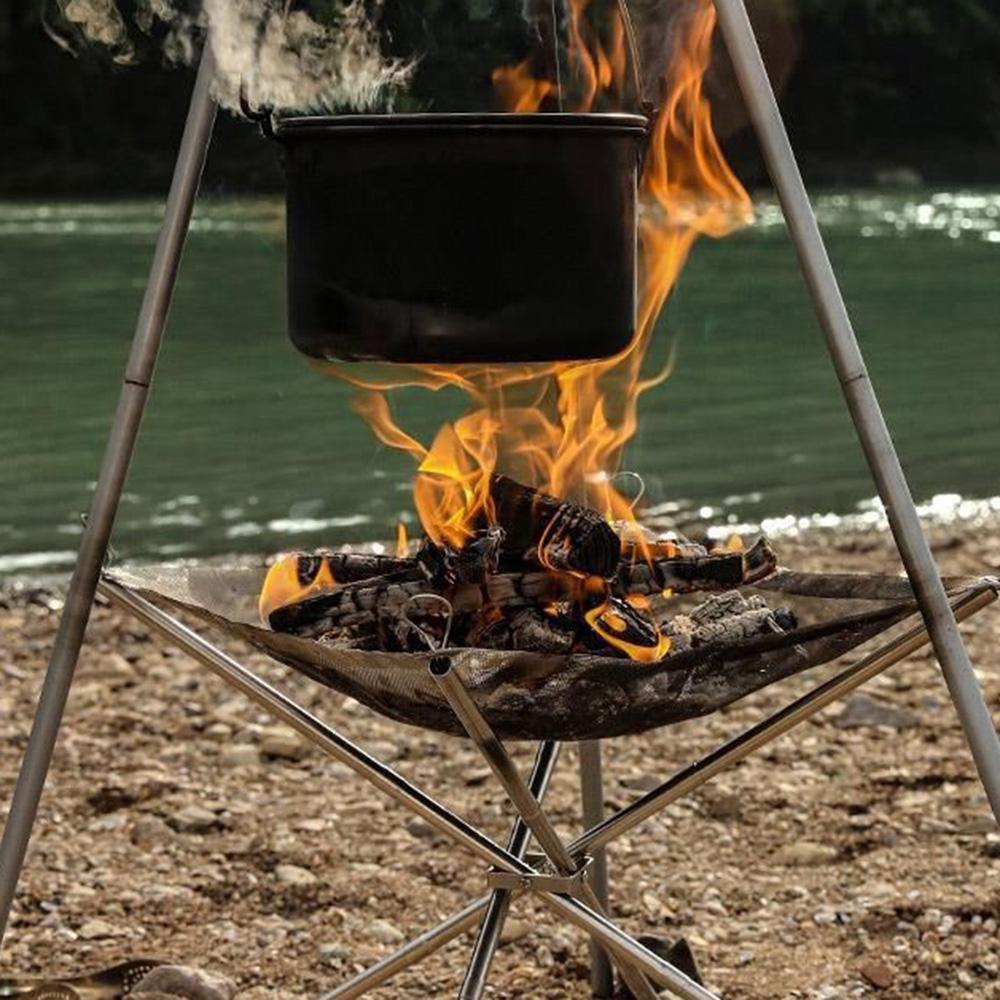 Portable Fire Pit for Camping BBQ Outdoor Steel Mesh Grill Quick Assembly Durable Lightweight Travel Picnic Camping Net