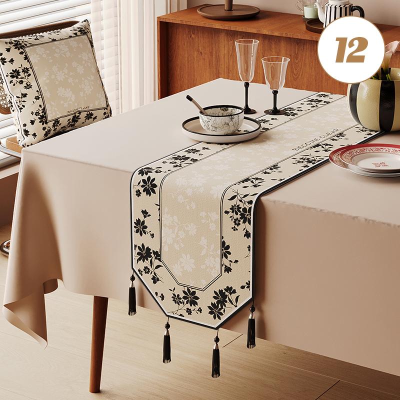 Chinese Traditional Table Runner Cotton And Linen Tea Table Mat Tassel Lace Table Cover Home Decor TV Cabinet Table Runners