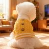 Puppy Twist Button Sweater Autumn Winter Warm Comfortable Pullover for Small Dogs High Neck Thick Yellow Blue Pet Dog Clothes